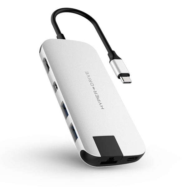 CONGCHUYEN/HYPERDRIVE/SLIM/8IN1/CHINHHANG/SILVER - Cổng chuyển HYPERDRIVE SLIM 8 in 1 USB-C - Hàng Chính Hãng Nguyên Hộp