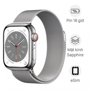 Apple Watch Series 8 45mm Viền Thép Dây Thép Chính Hãng