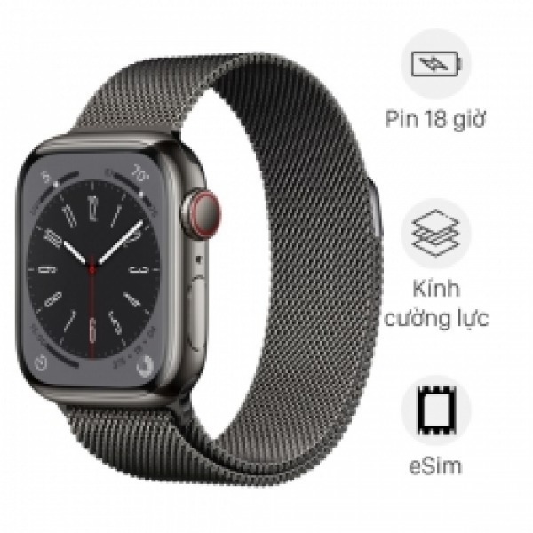 S8/45/LTE/VNA/DAYTHEP/VIENTHEP/GRAY - Apple Watch Series 8 45mm Viền Thép Dây Thép Chính Hãng VN/A